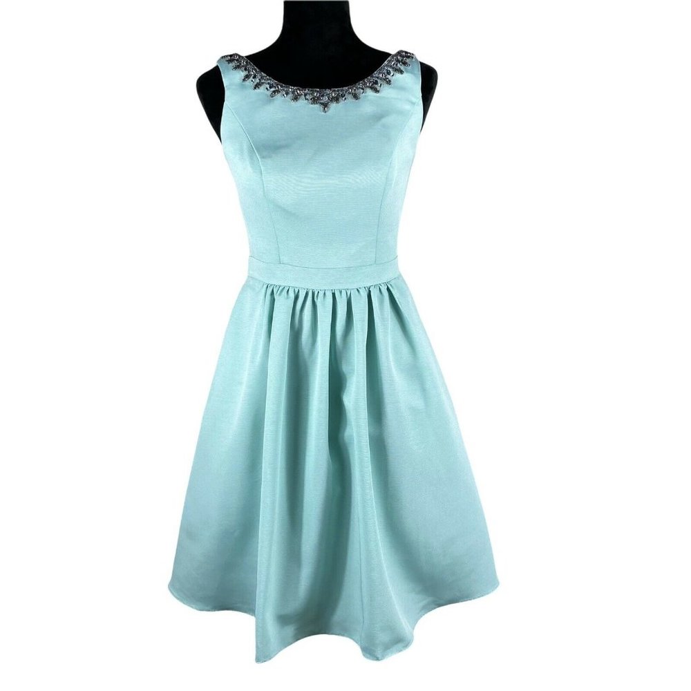 david’s bridal mint Fit And Flare mini dress Bling Embroidered Size 2 Tulle